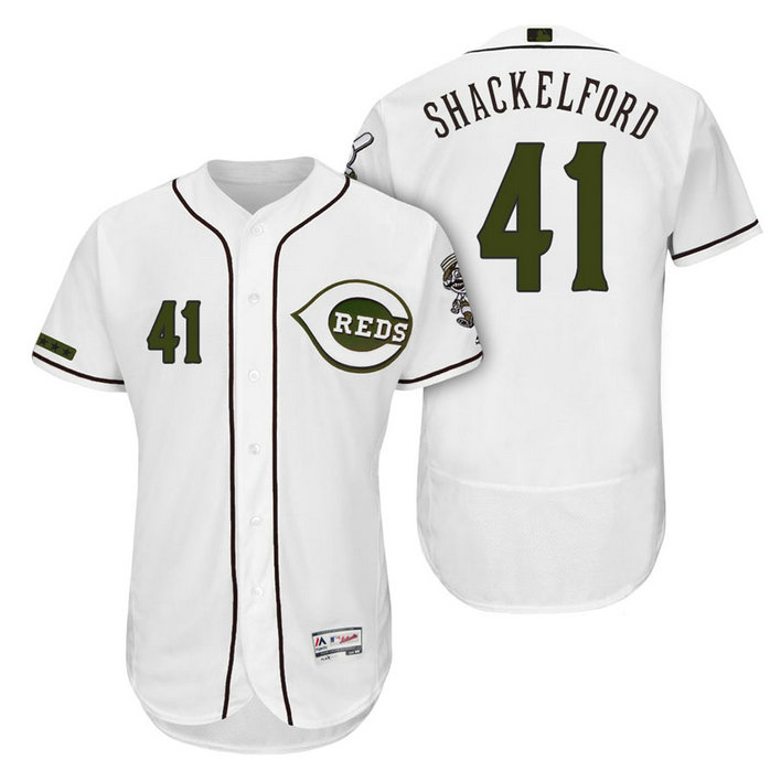 Cincinnati Reds #41 Kevin Shackelford White Alternate 2018 Authentic Collection Player Flex Base Jersey