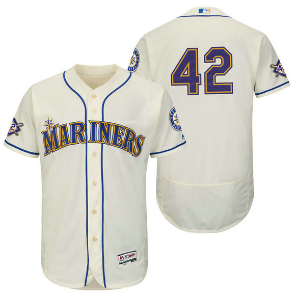 Seattle Mariners Cream Authentic Flex Base Jersey 2018 Jackie Robinson Day Seattle Mariners Cream Authentic Flex Base Jersey 2018 Jackie Robinson Day