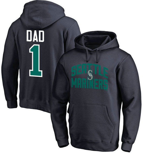 Seattle Mariners Father's Day Navy #1 Dad Player Pullover Hoodie Seattle Mariners Father's Day Navy #1 Dad Player Pullover Hoodie