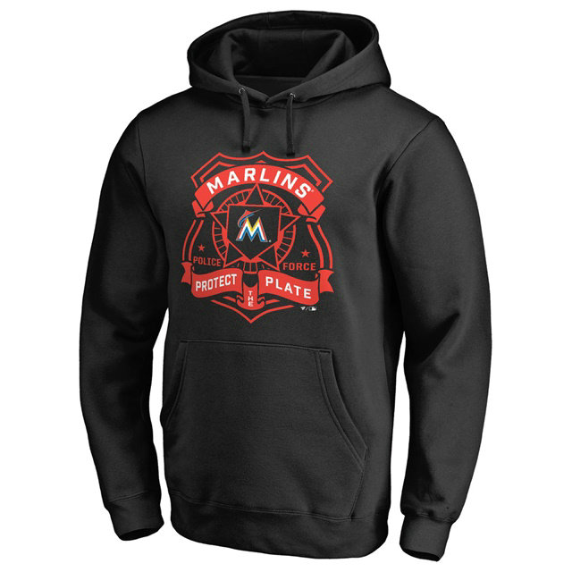 Marlins Police Badge Black Pullover Hoodie Marlins Police Badge Black Pullover Hoodie