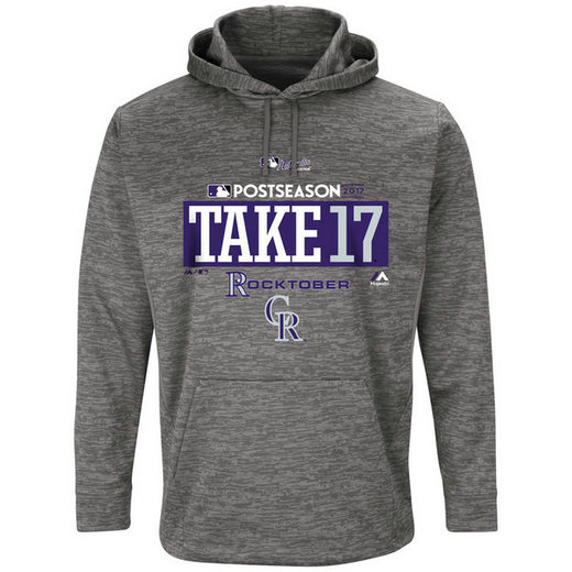 Colorado Rockies 2017 Postseason Authentic Collection Ultra Streak Fleece Pullover Gray Hoodie Colorado Rockies 2017 Postseason Authentic Collection Ultra Streak Fleece Pullover Gray Hoodie