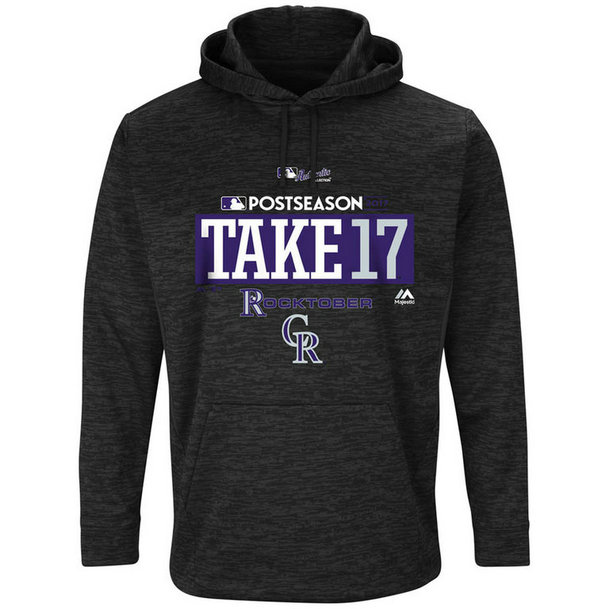 Colorado Rockies 2017 Postseason Authentic Collection Ultra Streak Fleece Pullover Black Hoodie Colorado Rockies 2017 Postseason Authentic Collection Ultra Streak Fleece Pullover Black Hoodie