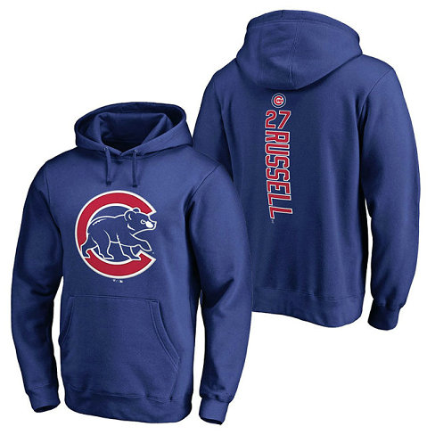 Chicago Cubs #27 Addison Russell Backer Pullover Royal Hoodie Chicago Cubs #27 Addison Russell Backer Pullover Royal Hoodie