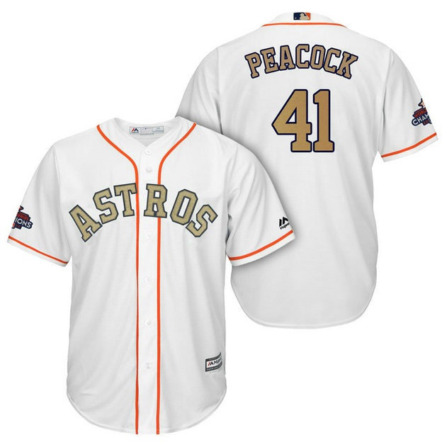 Houston Astros #41 Brad Peacock White Cool Base Jersey 2018 Gold Program Houston Astros #41 Brad Peacock White Cool Base Jersey 2018 Gold Program