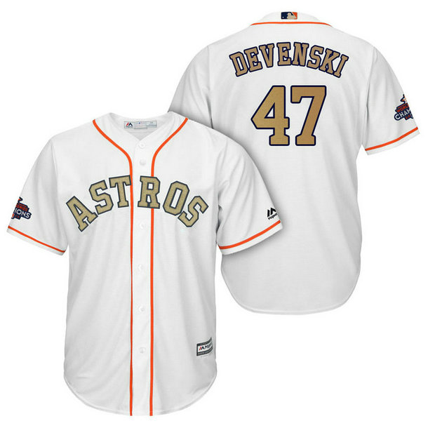 Houston Astros #47 Chris Devenski White Cool Base Jersey 2018 Gold Program Houston Astros #47 Chris Devenski White Cool Base Jersey 2018 Gold Program