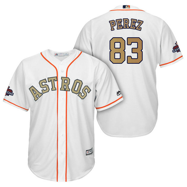 Houston Astros #83 Cionel Perez White Cool Base Jersey 2018 Gold Program Houston Astros #83 Cionel Perez White Cool Base Jersey 2018 Gold Program