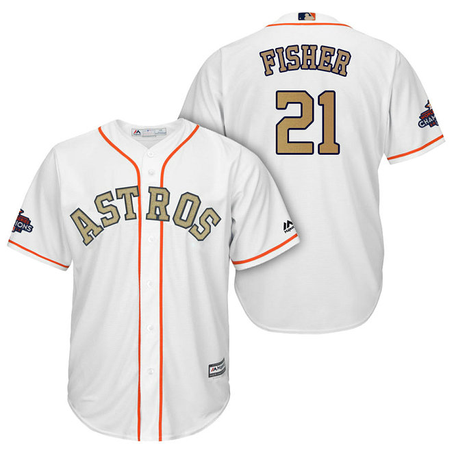 Houston Astros #21 Derek Fisher White Cool Base Jersey 2018 Gold Program Houston Astros #21 Derek Fisher White Cool Base Jersey 2018 Gold Program
