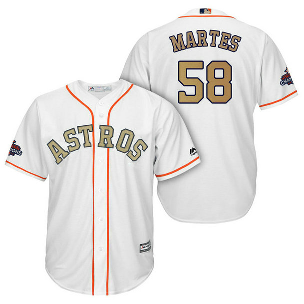 Houston Astros #58 Francis Martes White Cool Base Jersey 2018 Gold Program Houston Astros #58 Francis Martes White Cool Base Jersey 2018 Gold Program