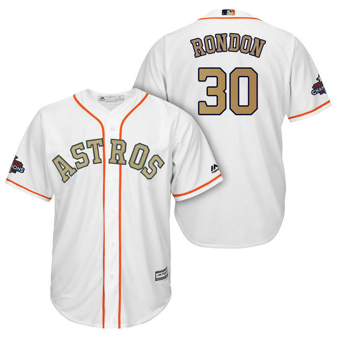 Houston Astros #30 Hector Rondon White Cool Base Jersey 2018 Gold Program Houston Astros #30 Hector Rondon White Cool Base Jersey 2018 Gold Program