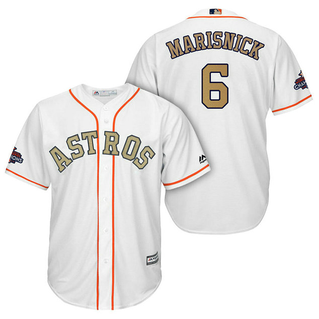 Houston Astros #6 Jake Marisnick White Cool Base Jersey 2018 Gold Program Houston Astros #6 Jake Marisnick White Cool Base Jersey 2018 Gold Program