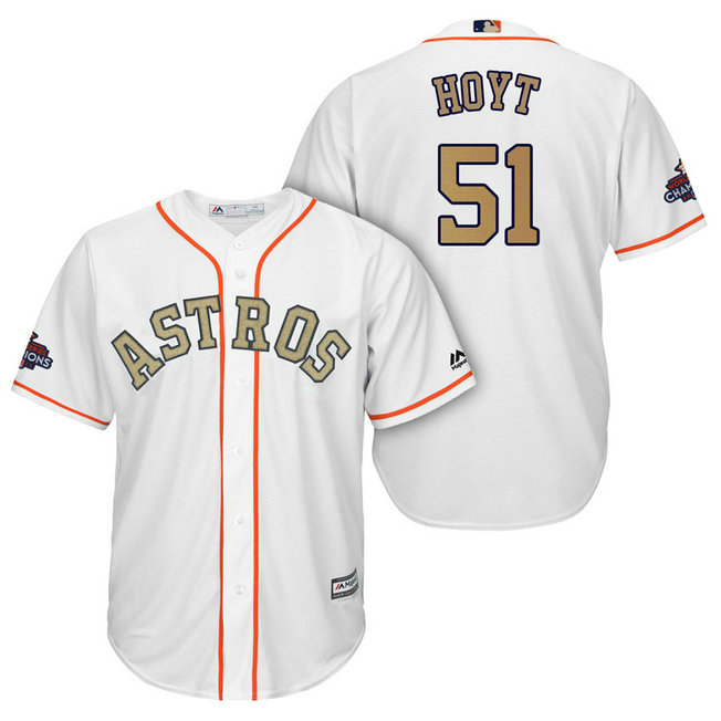 Houston Astros #51 James Hoyt White Cool Base Jersey 2018 Gold Program Houston Astros #51 James Hoyt White Cool Base Jersey 2018 Gold Program