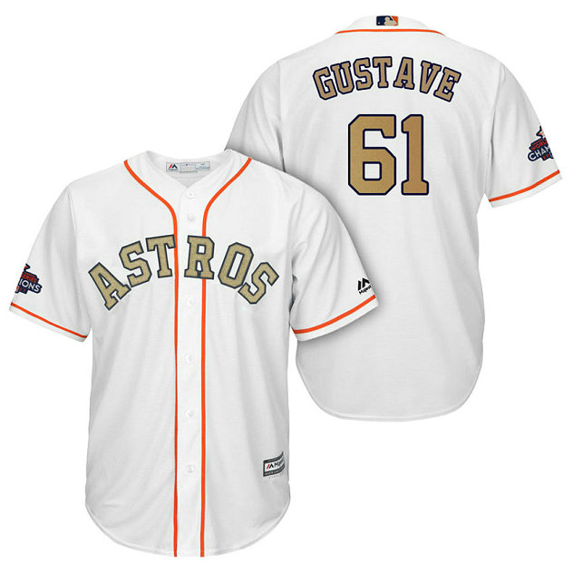 Houston Astros #61 Jandel Gustave White Cool Base Jersey 2018 Gold Program