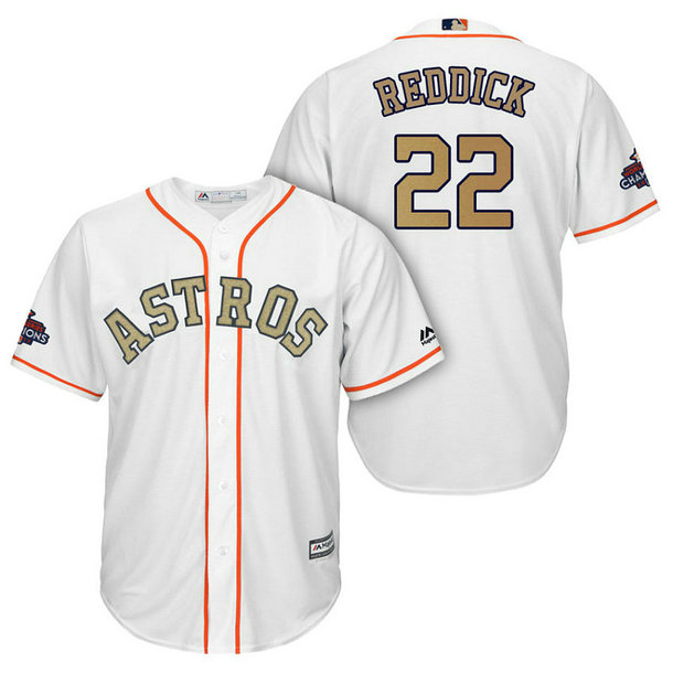 Houston Astros #22 Josh Reddick White Cool Base Jersey 2018 Gold Program Houston Astros #22 Josh Reddick White Cool Base Jersey 2018 Gold Program