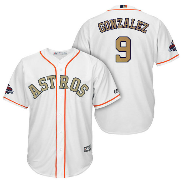 Houston Astros #9 Marwin Gonzalez White Cool Base Jersey 2018 Gold Program Houston Astros #9 Marwin Gonzalez White Cool Base Jersey 2018 Gold Program