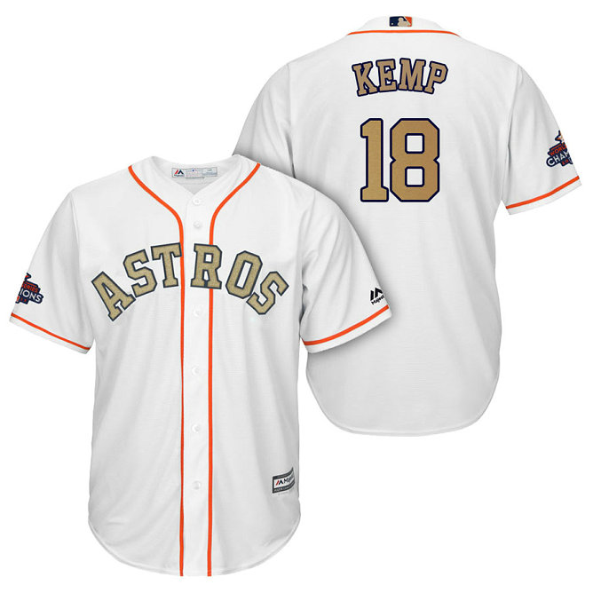 Houston Astros #18 Tony Kemp White Cool Base Jersey 2018 Gold Program Houston Astros #18 Tony Kemp White Cool Base Jersey 2018 Gold Program