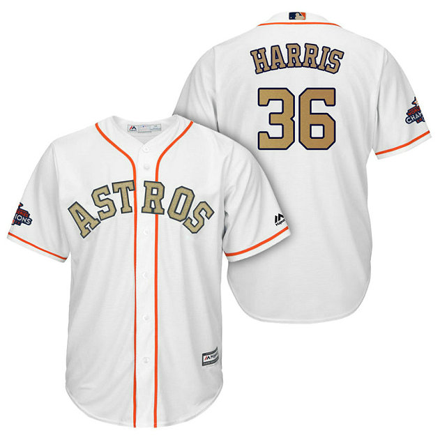 Houston Astros #36 Will Harris White Cool Base Jersey 2018 Gold Program Houston Astros #36 Will Harris White Cool Base Jersey 2018 Gold Program