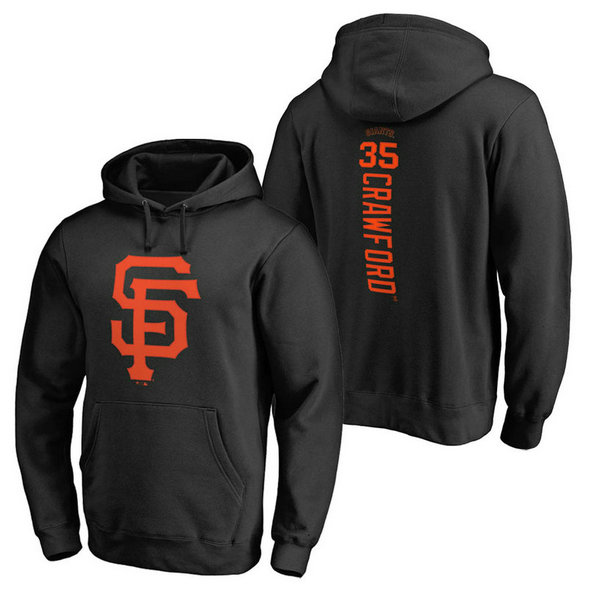 San Francisco Giants #35 Brandon Crawford Backer Pullover Black Hoodie