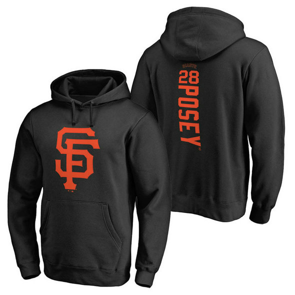 San Francisco Giants #28 Buster Posey Backer Pullover Black Hoodie