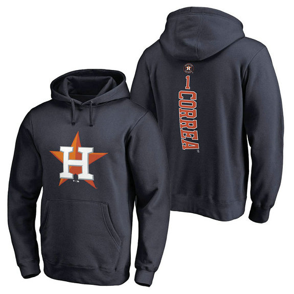 Houston Astros #1 Carlos Correa Backer Pullover Navy Hoodie