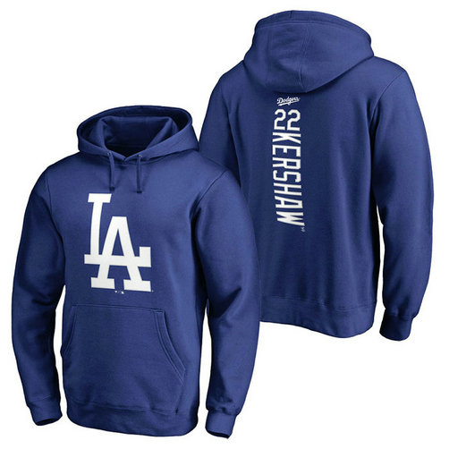 Los Angeles Dodgers #22 Clayton Kershaw Backer Pullover Royal Hoodie