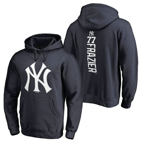 New York Yankees #77 Clint Frazier Backer Pullover Navy Hoodie