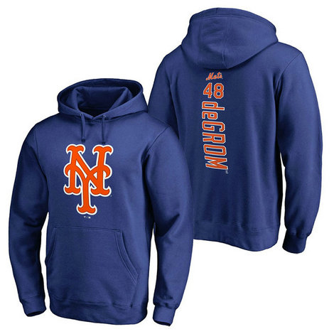 New York Mets #48 Jacob deGrom Backer Pullover Royal Hoodie