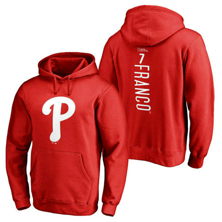 Philadelphia Phillies #7 Maikel Franco Backer Pullover Red Hoodie