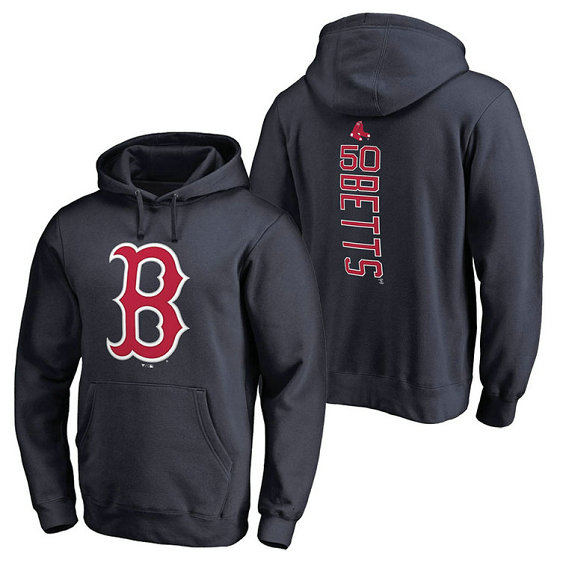 Boston Red Sox #50 Mookie Betts Backer Pullover Navy Hoodie
