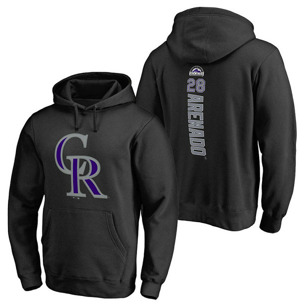 Colorado Rockies #28 Nolan Arenado Backer Pullover Black Hoodie Colorado Rockies #28 Nolan Arenado Backer Pullover Black Hoodie