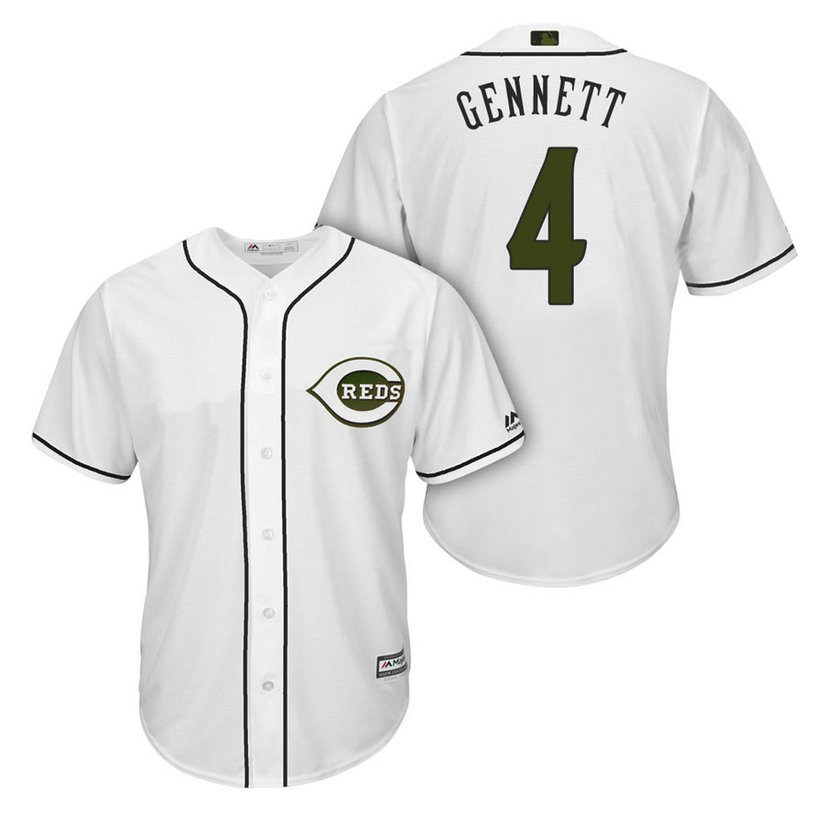 Men Reds #4 Scooter Gennett Alternate 2018 Player Cool Base Jersey