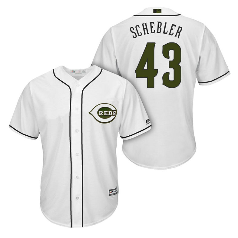 Men Reds #43 Scott Schebler Alternate 2018 Player Cool Base Jersey