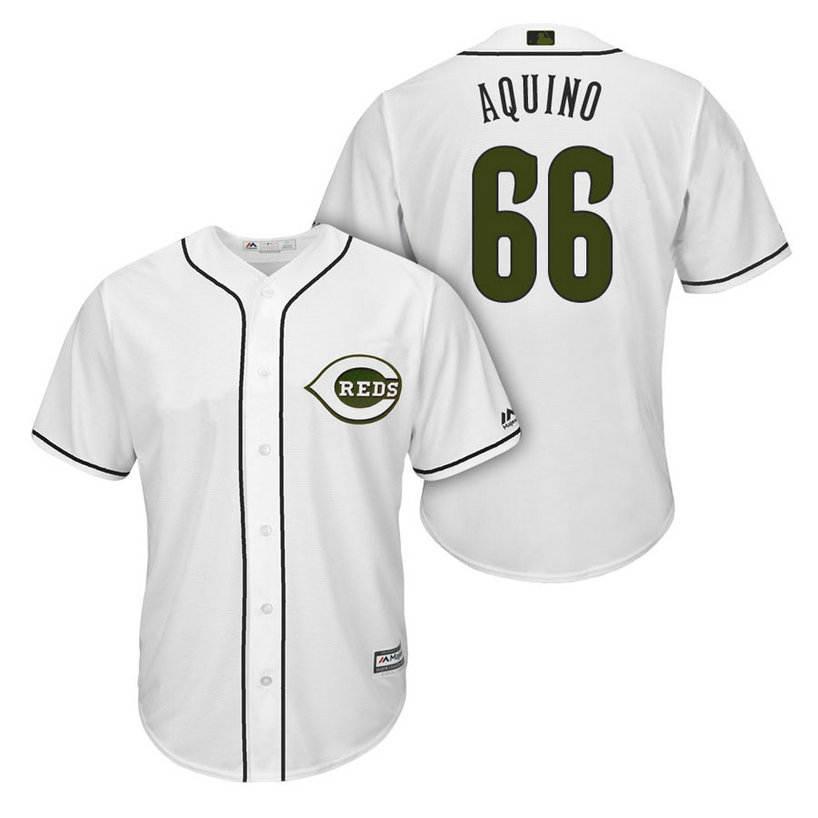 Men Reds #66 Aristides Aquino Alternate 2018 Player Cool Base Jersey