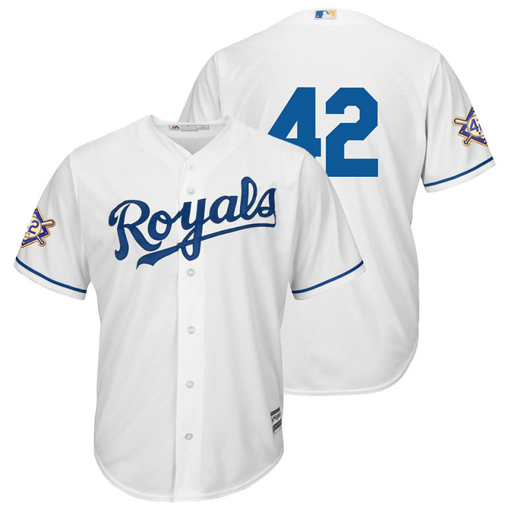 Kansas City Royals White Cool Base Jersey 2018 Jackie Robinson Day