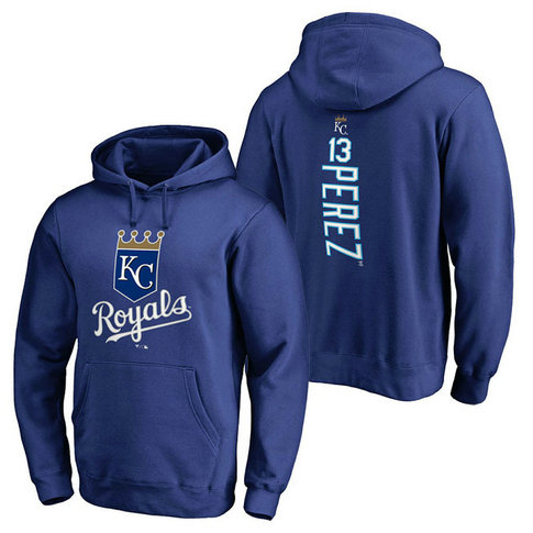 Kansas City Royals #13 Salvador Perez Backer Pullover Royal Hoodie Kansas City Royals #13 Salvador Perez Backer Pullover Royal Hoodie