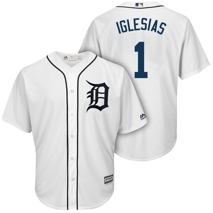 Men Tigers #1 Jose Iglesias 2018 Home Cool Base Jersey