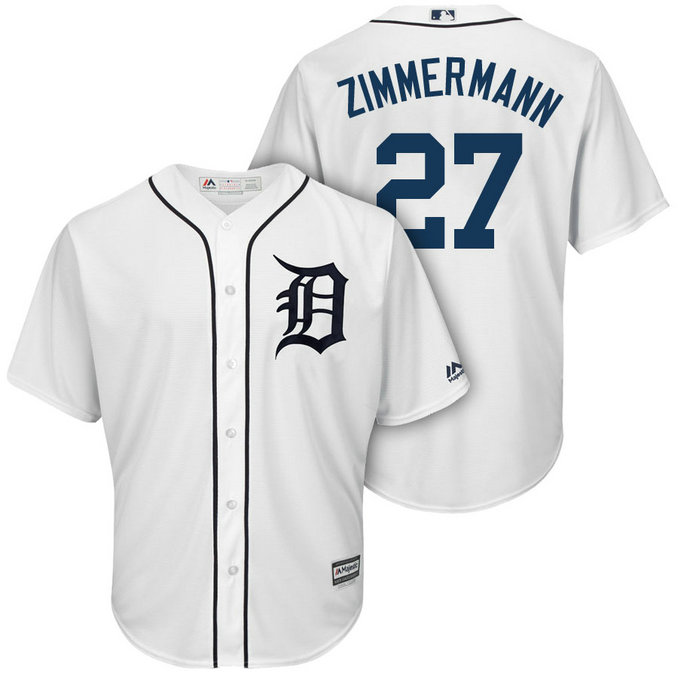 Men Tigers #27 Jordan Zimmermann 2018 Home Cool Base Jersey Men Tigers #27 Jordan Zimmermann 2018 Home Cool Base Jersey