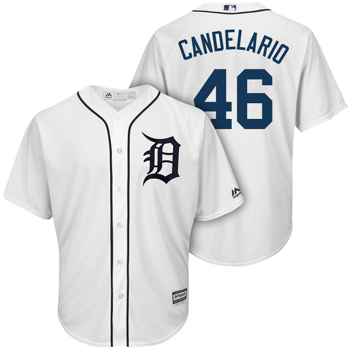 Men Tigers #46 Jeimer Candelario 2018 Home Cool Base Jersey Men Tigers #46 Jeimer Candelario 2018 Home Cool Base Jersey