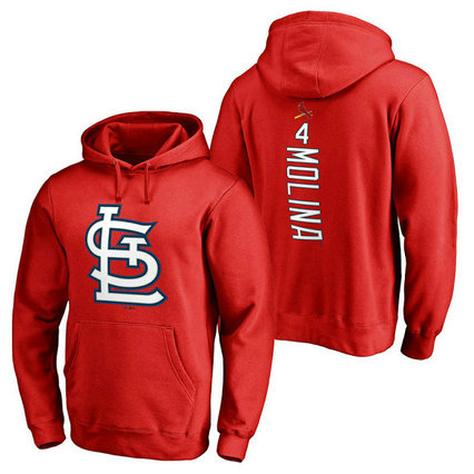 St. Louis Cardinals #4 Yadier Molina Backer Pullover Red Hoodie