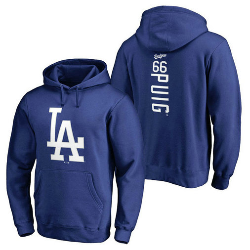 Los Angeles Dodgers #66 Yasiel Puig Backer Pullover Royal Hoodie