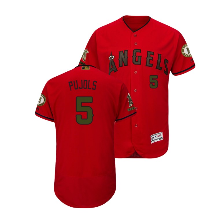 Los Angeles Angels Scarlet #5 Albert Pujols Flex Base Jersey 2018 Memorial Day Los Angeles Angels Scarlet #5 Albert Pujols Flex Base Jersey 2018 Memorial Day