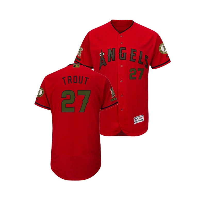 Los Angeles Angels Scarlet #27 Mike Trout Flex Base Jersey 2018 Memorial Day Los Angeles Angels Scarlet #27 Mike Trout Flex Base Jersey 2018 Memorial Day