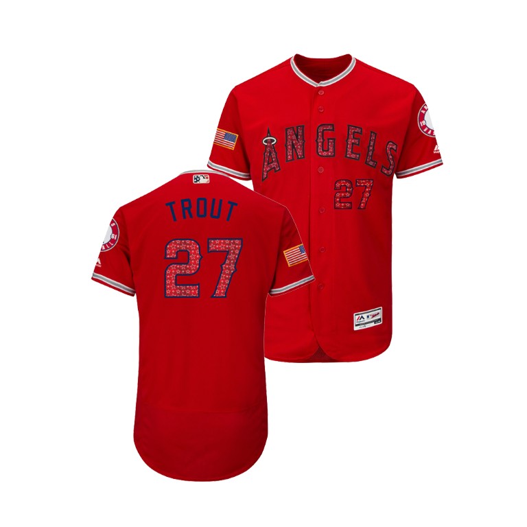 Los Angeles Angels Scarlet #27 Mike Trout 2018 Stars & Stripes Flex Base Jersey Los Angeles Angels Scarlet #27 Mike Trout 2018 Stars & Stripes Flex Base Jersey