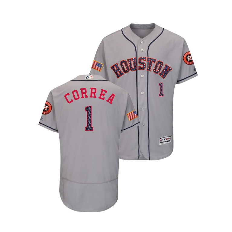 Houston Astros #1 Carlos Correa 2018 Stars & Stripes Flex Base Jersey Gray Houston Astros #1 Carlos Correa 2018 Stars & Stripes Flex Base Jersey Gray