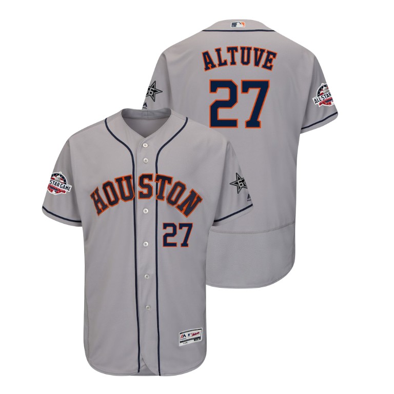 Houston Astros #27 Jose Altuve Flex Base Gray Jersey 2018 All-Star Game