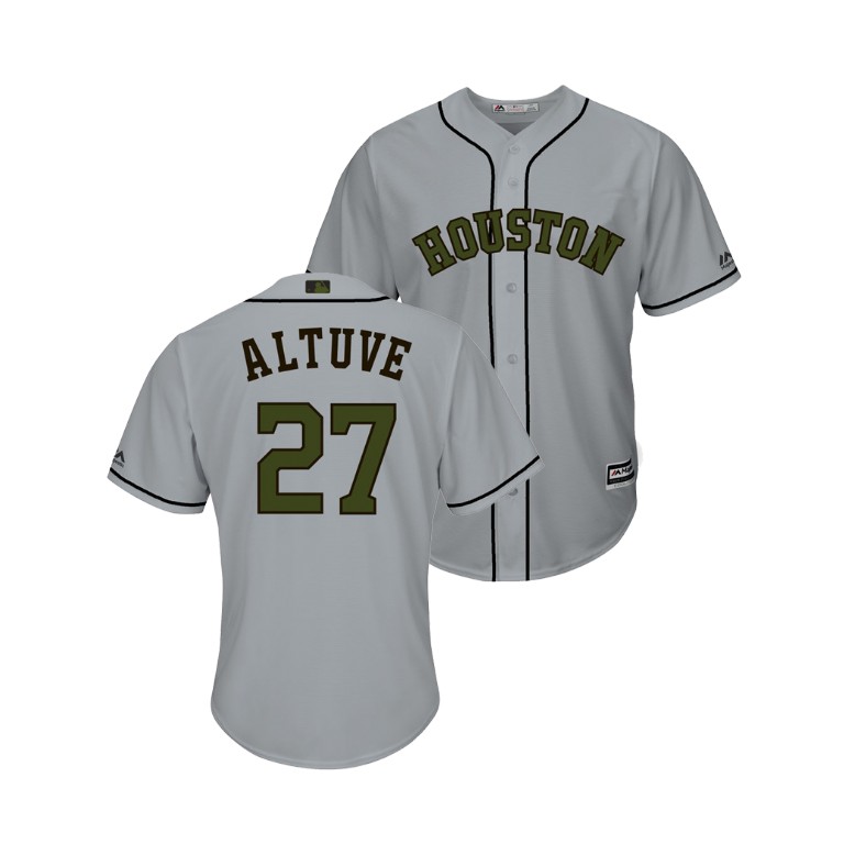 Houston Astros #27 Jose Altuve Cool Base Jersey 2018 Memorial Day Gray