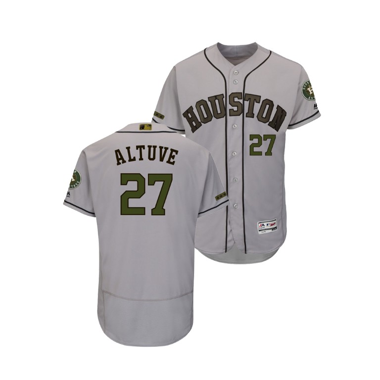 Houston Astros #27 Jose Altuve Flex Base Jersey 2018 Memorial Day Gray