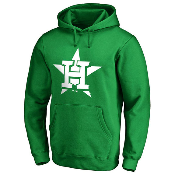 Houston Astros Kelly Green St. Patrick's Day White Logo Pullover Hoodie