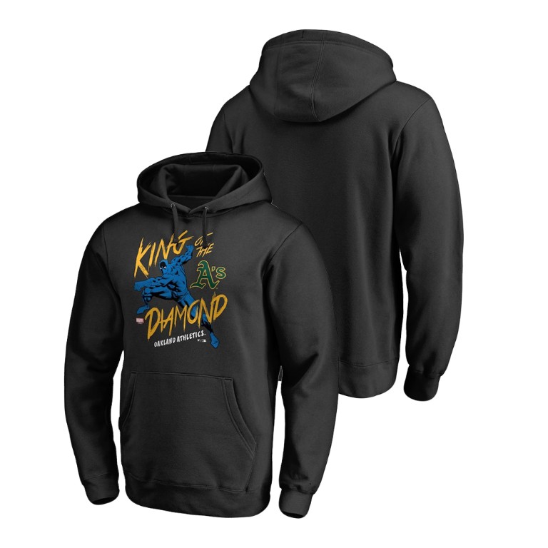 Oakland Athletics Marvel Black Panther Black King of the Diamond Hoodie Oakland Athletics Marvel Black Panther Black King of the Diamond Hoodie