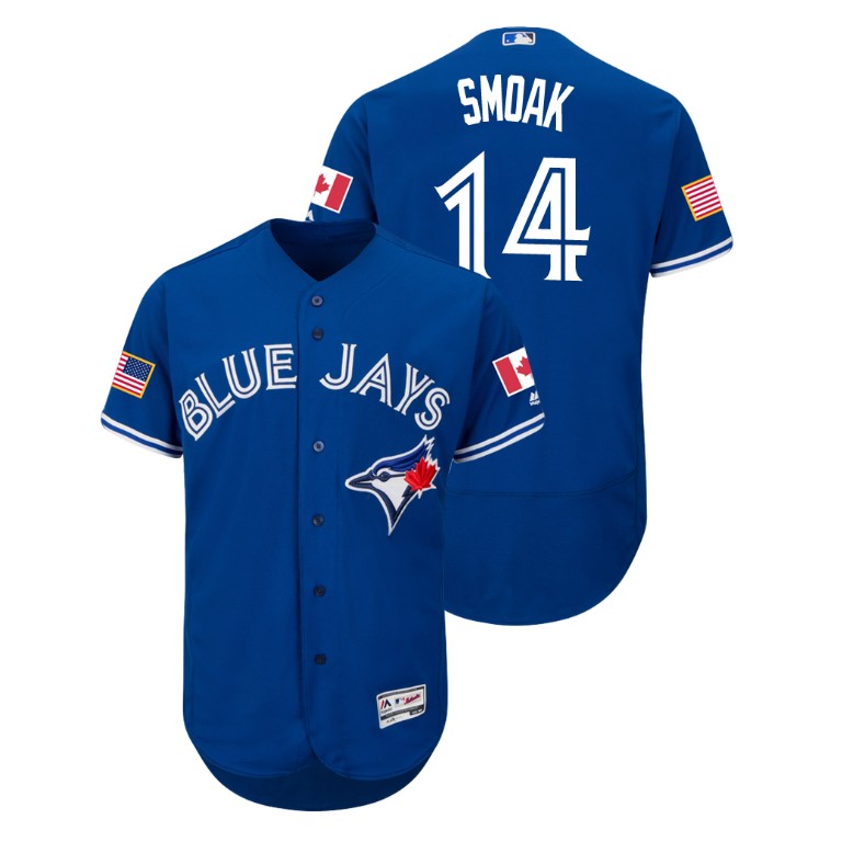 Toronto Blue Jays Royal #14 Justin Smoak 2018 Stars & Stripes Flex Base Jersey Toronto Blue Jays Royal #14 Justin Smoak 2018 Stars & Stripes Flex Base Jersey