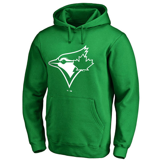 Toronto Blue Jays Kelly Green St. Patrick's Day White Logo Pullover Hoodie Toronto Blue Jays Kelly Green St. Patrick's Day White Logo Pullover Hoodie